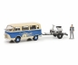 Preview: Schuco 450320000 - 1:43 Ford FK1000 Bus 'Vespa' + Vespa 1958 blau / cremeweiß