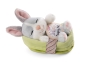 Preview: Nici 48706 - Kuscheltier Sleeping Pets Hase grau ca.12cm im grünen Körbchen