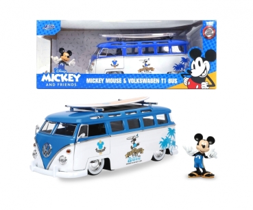 Jada 253075001 - 1:24 Disney Mickey Mouse mit Volkswagen T1 Bus
