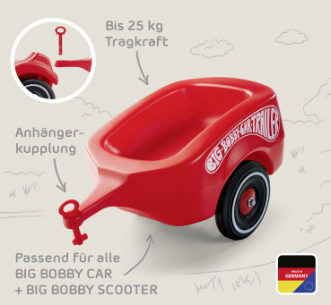 Preview: BIG 800001300 - Bobby Car Classic Trailer Anhänger Rot