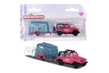 Majorette 212053154Q02 - Pink Drivez Jeep Wrangler + Pferdeanhänger
