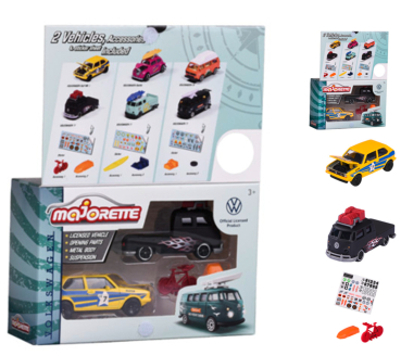 Majorette 212055006 - VW The Originals 2er Set Golf  MK1 + Volkswagen Pick-up T1 schwarz