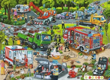 Preview: Ravensburger 00554 - tiptoi, Im Einsatz, 100 Teile Puzzle Polizei, Feuerwehr und Rettungsdienst