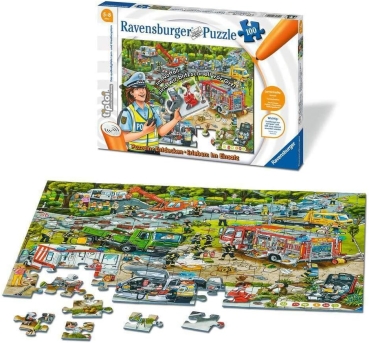 Preview: Ravensburger 00554 - tiptoi, Im Einsatz, 100 Teile Puzzle Polizei, Feuerwehr und Rettungsdienst