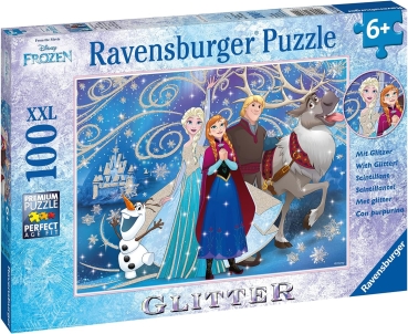 Ravensburger 13610 - Puzzle 100 XXL Teile Glitter Frozen-Glitzernder Schnee