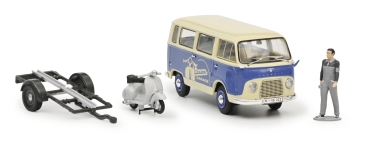 Schuco 450320000 - 1:43 Ford FK1000 Bus 'Vespa' + Vespa 1958 blau / cremeweiß