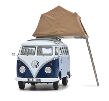 Schuco 450377800 - 1:43 Volkswagen T1b Samba blau/weiß mit Dachzelt