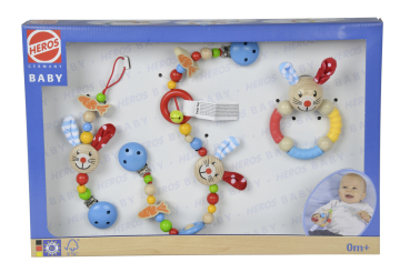 Eichhorn / Heros 100017049 - Baby Starter-Set Hase, Geschenkeset Schnullerkette, Beißring, Kinderwagenkette