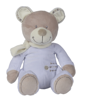 Nicotoy 6305793528 - Baby Kuscheltier Cuddles, Bär blauer Strampler