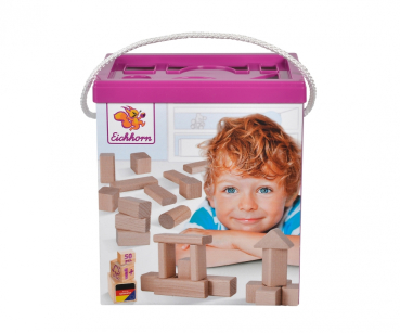 Eichhorn 100050141 - Natur Holzbausteine 50 Stück mit Steckbox