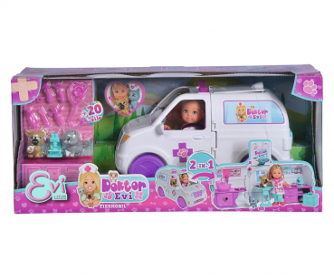 Simba 105733488 Evi Love, Doktor Evi 2-in-1 Tiermobil