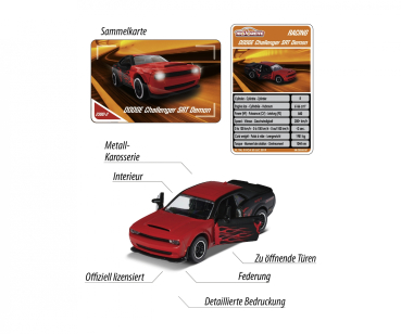 Majorette 212084009Q14 - Racing Dodge Demon + Sammelkarte