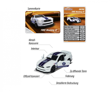Preview: Majorette 212084009Q15 - Racing Ford Mustang GT + Sammelkarte