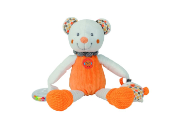 Nicotoy 6305792300 - Baby Activity Bär "Little Hug", orange, ca. 27 cm