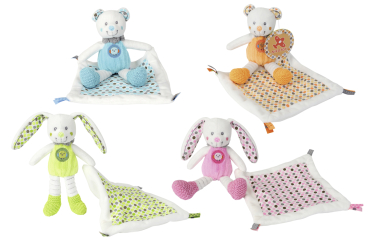 Nicotoy 6305792301 - Nicotoy Baby Schmusetuch Little Hug, 4-fach sortiert