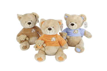 Nicotoy 6305819113 - Plüsch Bär mit T-Shirt, 3-fach sortiert