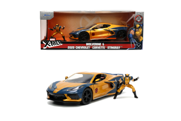 Jada 253225025 - 1:24 Marvel X-Men Wolverin & Chevrolet Corvette Stingray