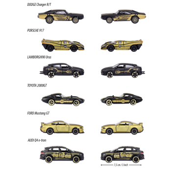 Preview: Majorette 212054030 - Limited Edition 9 matt schwarz/gold Edition, 6-fach sortiert