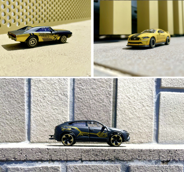 Majorette 212054030 - Limited Edition 9 matt schwarz/gold Edition, 6-fach sortiert