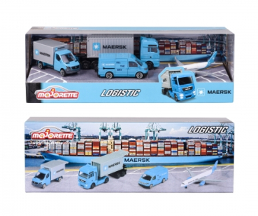 Majorette 212057290 - MAERSK 4er Geschenkset Logistic Sprinter, Air Cargo