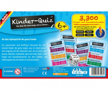 NORIS 606013596 - Kinder Quiz für schlaue Kids blau 6+ Jahre