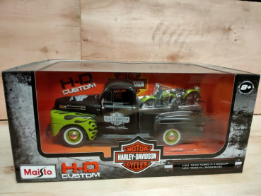 Preview: Maisto 32171 - 1:24 Ford F-1 PickUp 1948 + Harley Davidson Fl Panhead 1948