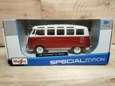 Maisto 31956 - 1:25 Volkswagen VW T1 "Samba" Bus rot/weiß