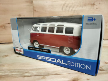 Preview: Maisto 31956 - 1:25 Volkswagen VW T1 "Samba" Bus rot/weiß