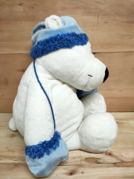 Preview: Sweety Toys 80501 - Kuscheltier Eisbär weiß ca. 65 cm mit Mütze und Handschuhen, Plüsch