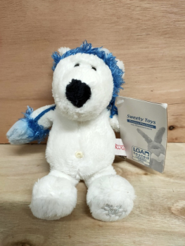 Preview: Sweety Toys 80506 - Kuscheltier Eisbär weiß ca. 15 cm mit Mütze und Handschuhen, Plüsch, 2-fach farbig sortiert