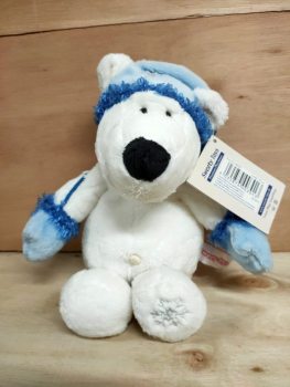 Preview: Sweety Toys 80505 - Kuscheltier Eisbär weiß ca. 25 cm mit Mütze und Handschuhen, Plüsch