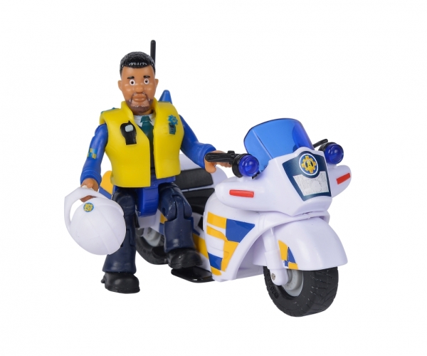 Feuerwehrmann Sam Polizei Motorrad mit Malcolm Figur mit Zu... Simba 109251092 