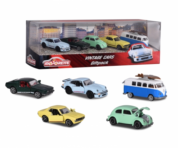Majorette 212052013 - Vintage 5 Cars Geschenkbox 2-fach sortiert