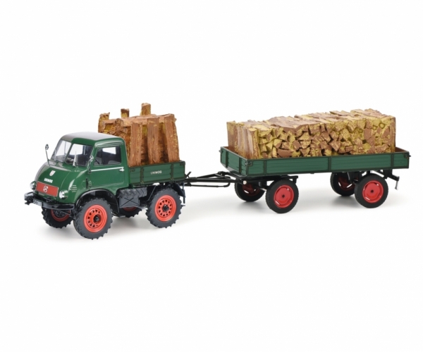 Schuco 450313300 - 1:43 MB Unimog 401 inkl. Anhänger