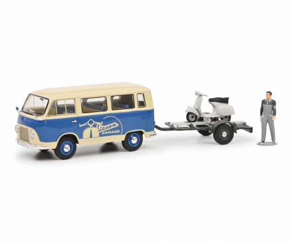 Schuco 450320000 - 1:43 Ford FK1000 Bus 'Vespa' + Vespa 1958 blau / cremeweiß