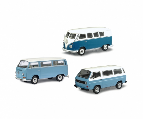 Schuco 450374400 - 3-er Set VW T1 T2 T3 TRANSPORTER 1:43