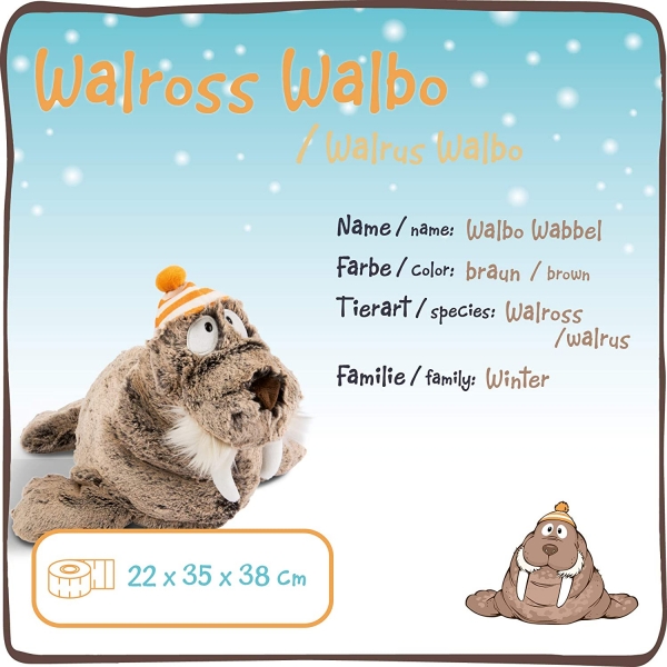 Nici 45734 - Kuscheltier Walross Walbo Wabbel, ca.35 cm