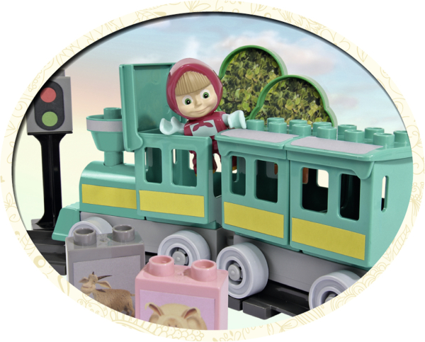 BIG 800057095 - PlayBIG Bloxx Mascha und der Bär - Train Fun