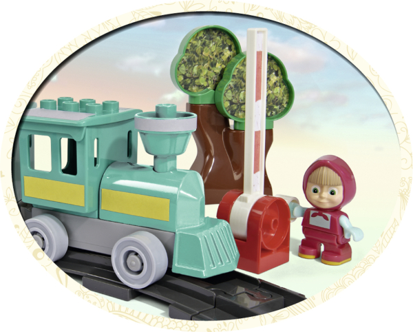 BIG 800057095 - PlayBIG Bloxx Mascha und der Bär - Train Fun