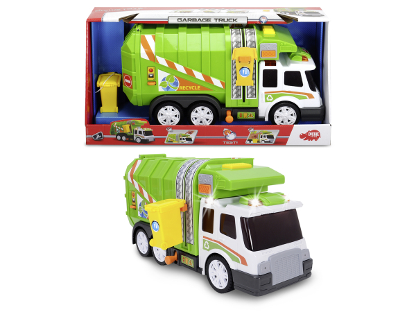 Dickie 203308357 - Garbage Truck grün, Müllfahrzeug, ca. 39 cm