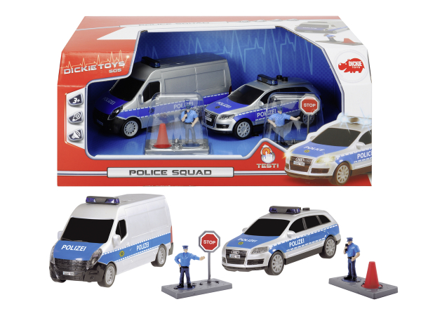 Dickie 203714002 - Police Squad - Polizei Einsatzfahrzeuge