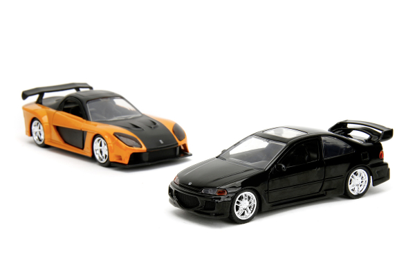 Jada 253202011 - 1:32 Fast & Furious Legacy Series Twin Pack Heist Honda Civic EJ1 & Hans's Mazda RX-7