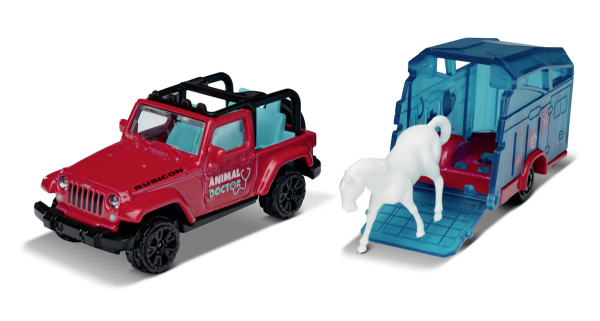Majorette 212053154Q02 - Pink Drivez Jeep Wrangler + Pferdeanhänger
