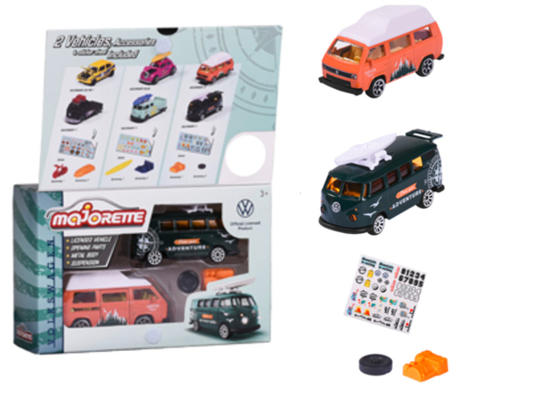 Majorette 212055006 - VW The Originals 2er Set Volkswagen T3 + Volkswagen T1