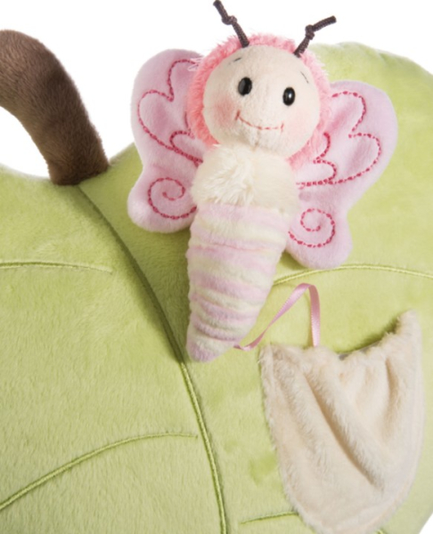 Nici 44939 - Kuschelkissen Blatt mit Schmetterling, ca. 30 cm Hello Spring, Plüsch