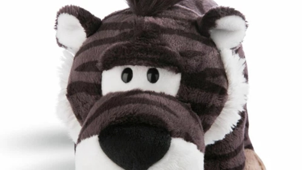Nici 45314 - Kuscheltier Säbelzahntiger Rodriguez ca.22 cm stehend, Stone Age Friends, Plüsch
