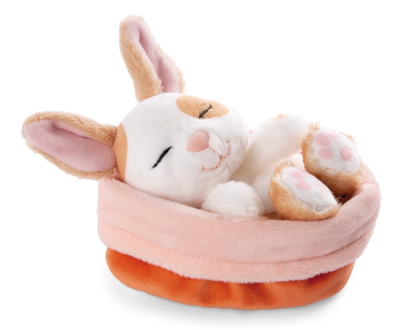 Nici 48707 - Kuscheltier Sleeping Pets Hase karamell gepunktet ca. 12cm im Körbchen