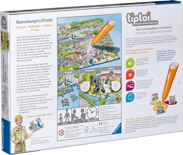 Ravensburger 00524 - Im Zoo, Tiptoi Puzzle 100 Teile