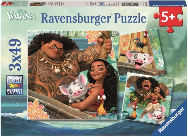 Ravensburger 08004 - Puzzle 3x49 Teile Disney Vaianas Entdeckungsreise
