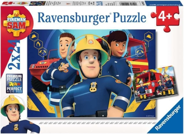 Ravensburger 09042 - Feuerwehrmann Sam, Sam hilft dir in der Not, Puzzle 2 x 24 Teile